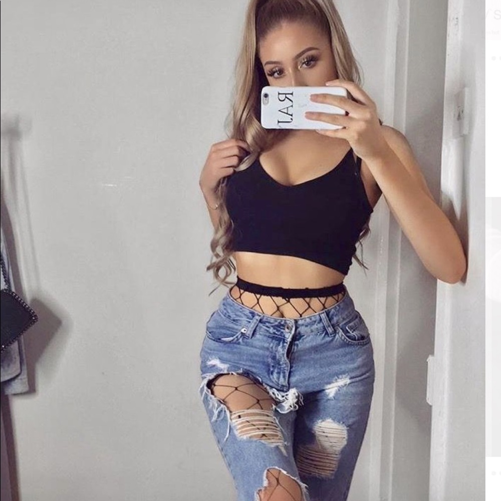 Black Fishnet Tights Jeans-Mate Mesh Pantyhose - Picture 2 of 4